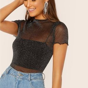 Sparkly Black See Through Top